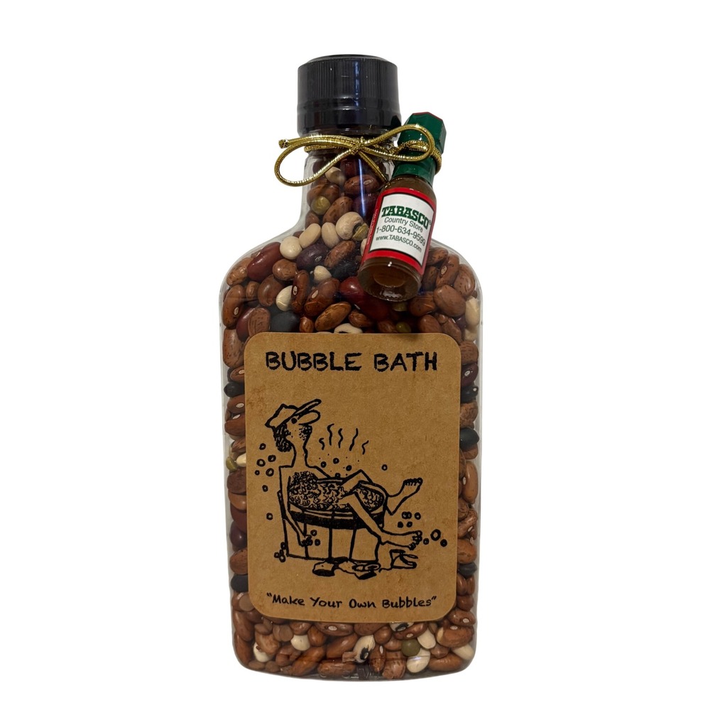 Redneck Bubble Bath Gag Gift Dried Beans Novelty Bottle with Mini Tabasco Sauce